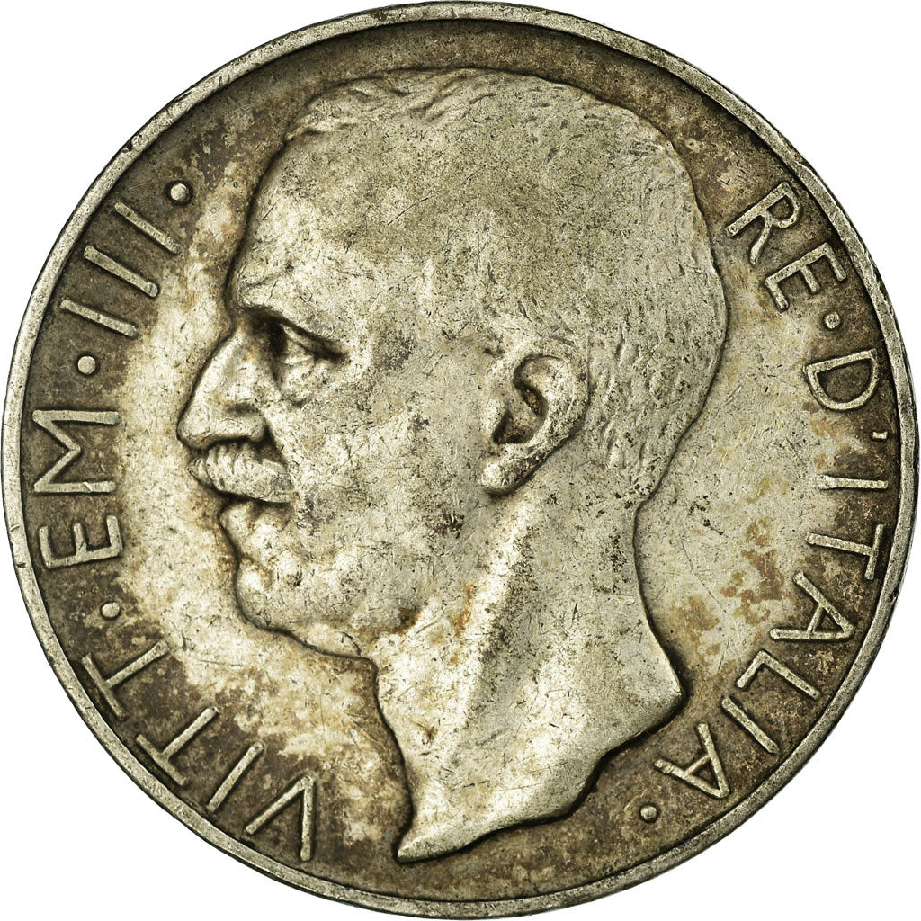 Moneta, Italia, Vittorio Emanuele III, 10 Lire, 1928, Rome, MB+, Argento