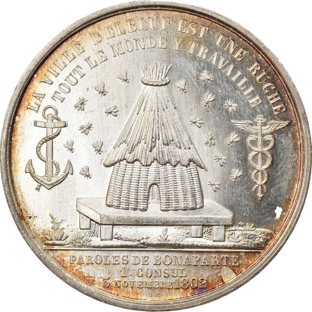 France, Token, Chambre de Commerce d'Elbeuf, 1861, Lecomte, MS(63), Silver