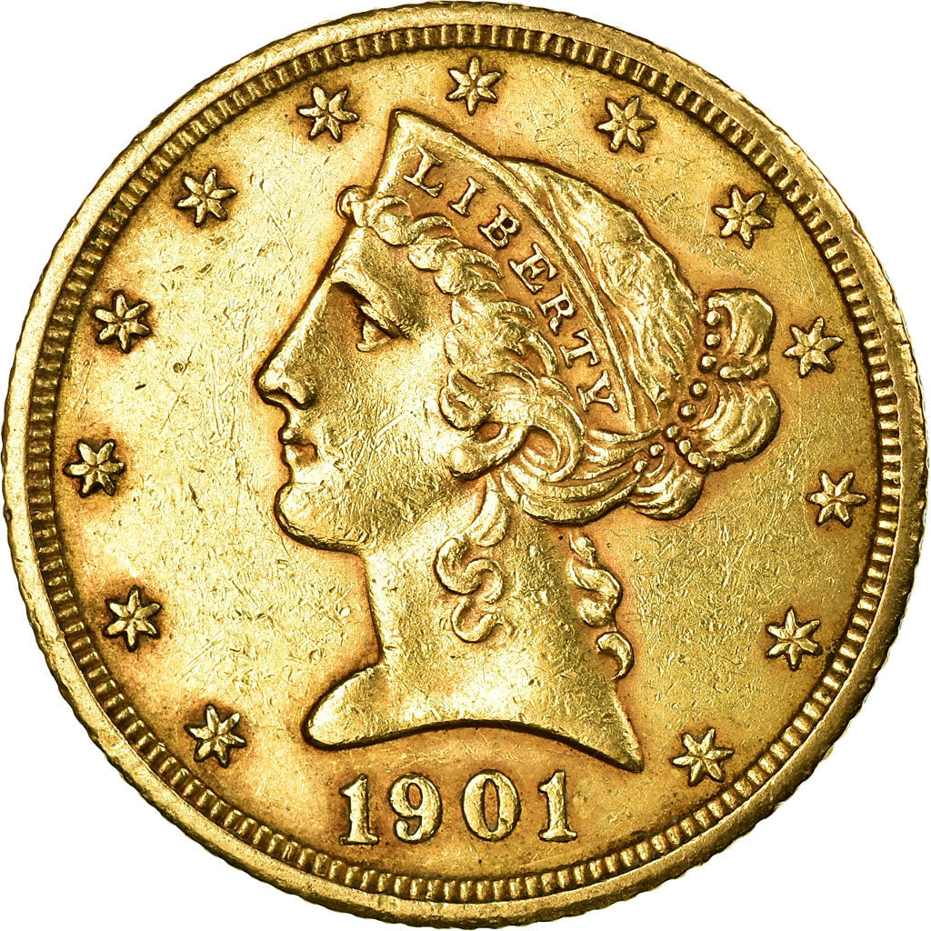 Coin, United States, Coronet Head, $5, 1901, San Francisco, AU(50-53), Gold