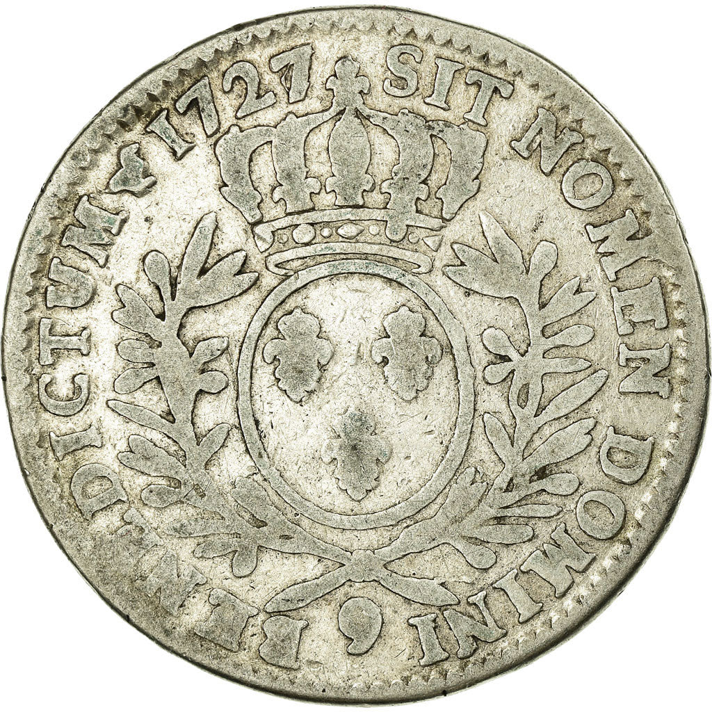 Monnaie, France, Louis XV, 1/2 Écu aux branches d'olivier, 1727, Rennes