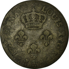 Moneda, GUAYANA FRANCESA, Louis XVI, 2 Sous, 1782, Paris, BC+, Vellón, KM:1