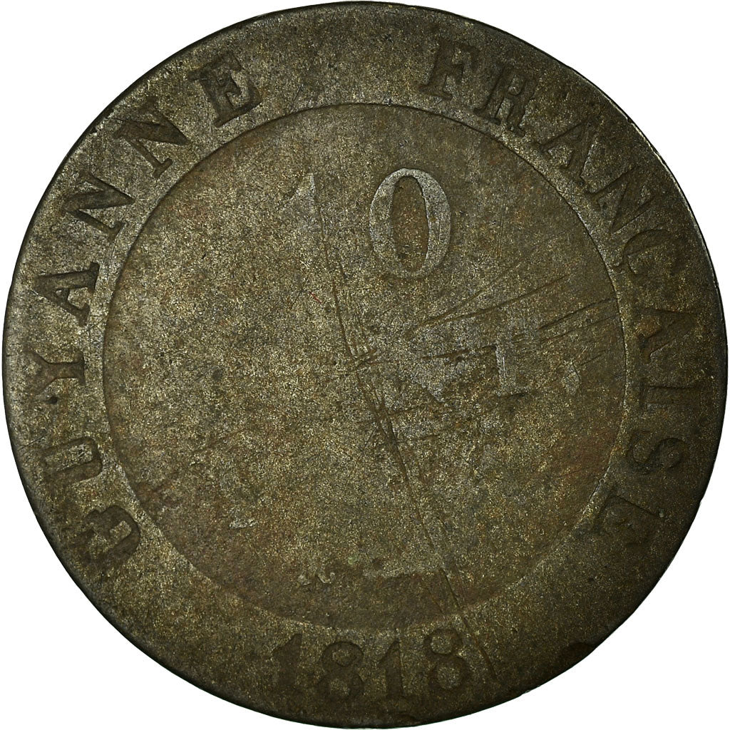 Coin, FRENCH GUIANA, 10 Centimes, 1818, Paris, VF(20-25), Billon, KM:A1
