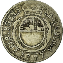 Coin, SWISS CANTONS, FREIBURG, 7 Kreuzer, 1/8 Gulden, 1787, VF(30-35), Silver