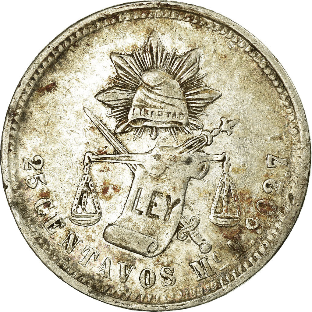 Coin, Mexico, 25 Centavos, 1878, Mexico City, EF(40-45), Silver, KM:406.7