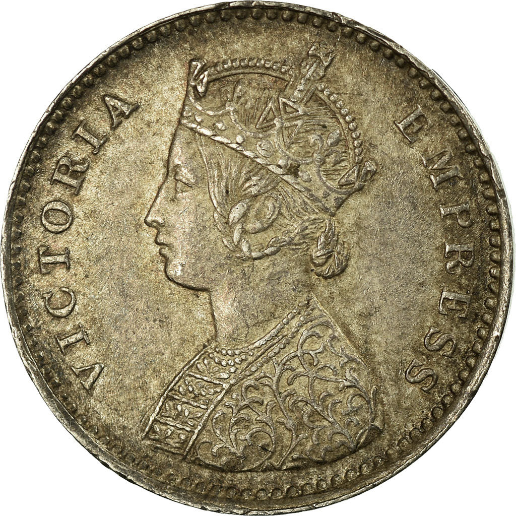 Coin, INDIA-BRITISH, Victoria, 2 Annas, 1882, Bombay, AU(55-58), Silver, KM:488