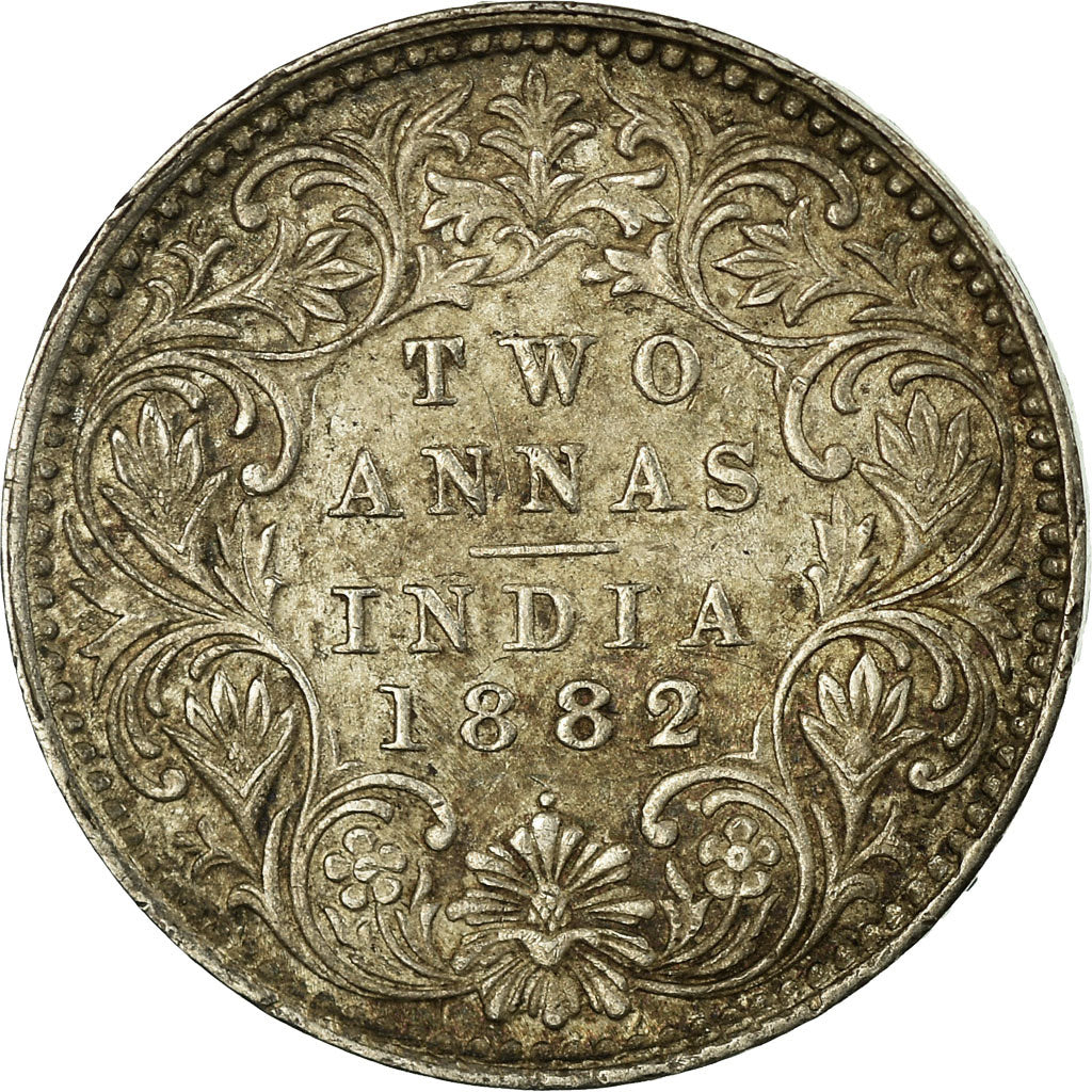 Coin, INDIA-BRITISH, Victoria, 2 Annas, 1882, Bombay, AU(55-58), Silver, KM:488