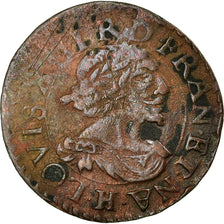 Moneta, Francja, Louis XIII, Double tournois, buste laurée et drapé, Double