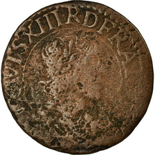 Münze, Frankreich, Louis XIII, Double Tournois, 1637, S+, Kupfer