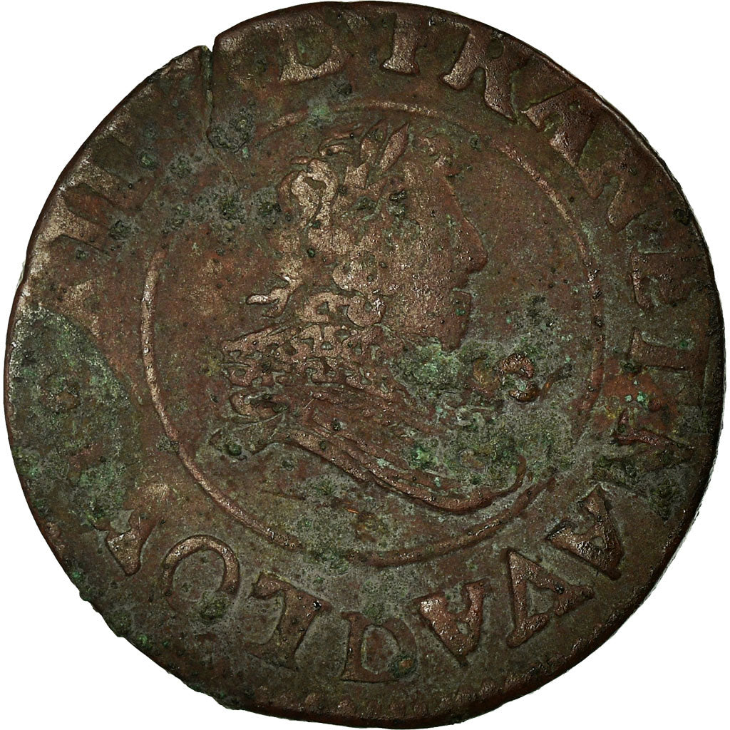 Monnaie, France, Louis XIII, Double tournois, 1633, Lyon