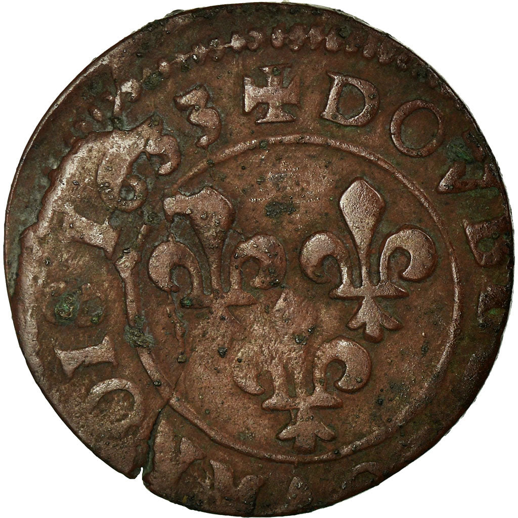 Monnaie, France, Louis XIII, Double tournois, 1633, Lyon