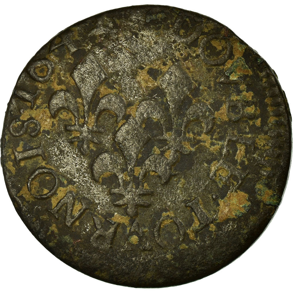 Munten, Frankrijk, Louis XIII, Double Tournois, 1642, FR, Koper