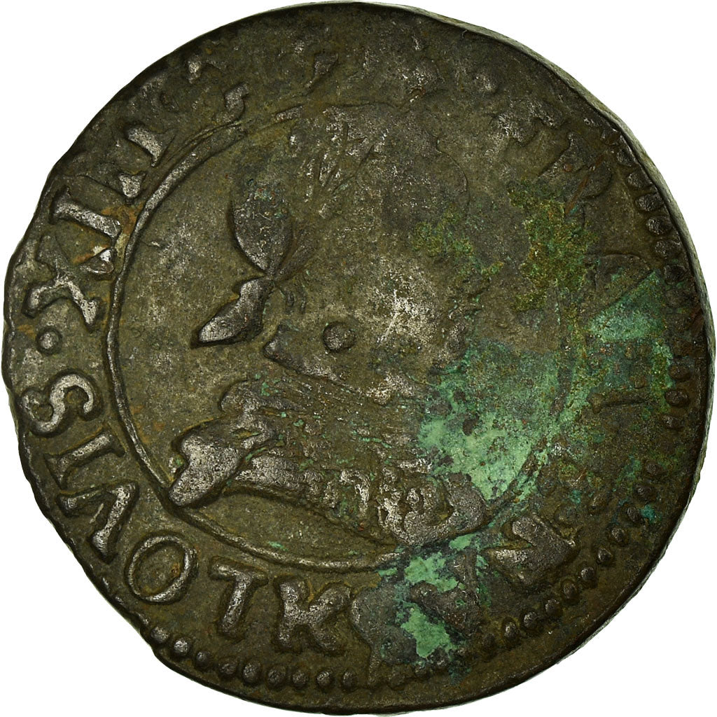Moneta, Francia, Louis XIII, Double tournois, buste juvénile, Double Tournois