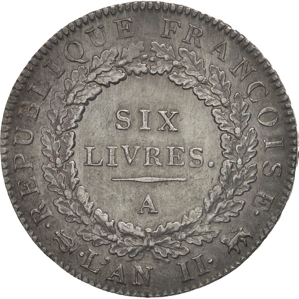 Coin, France, Écu de 6 livres françoise, 6 Livres, 1793, Paris, AU(50-53)
