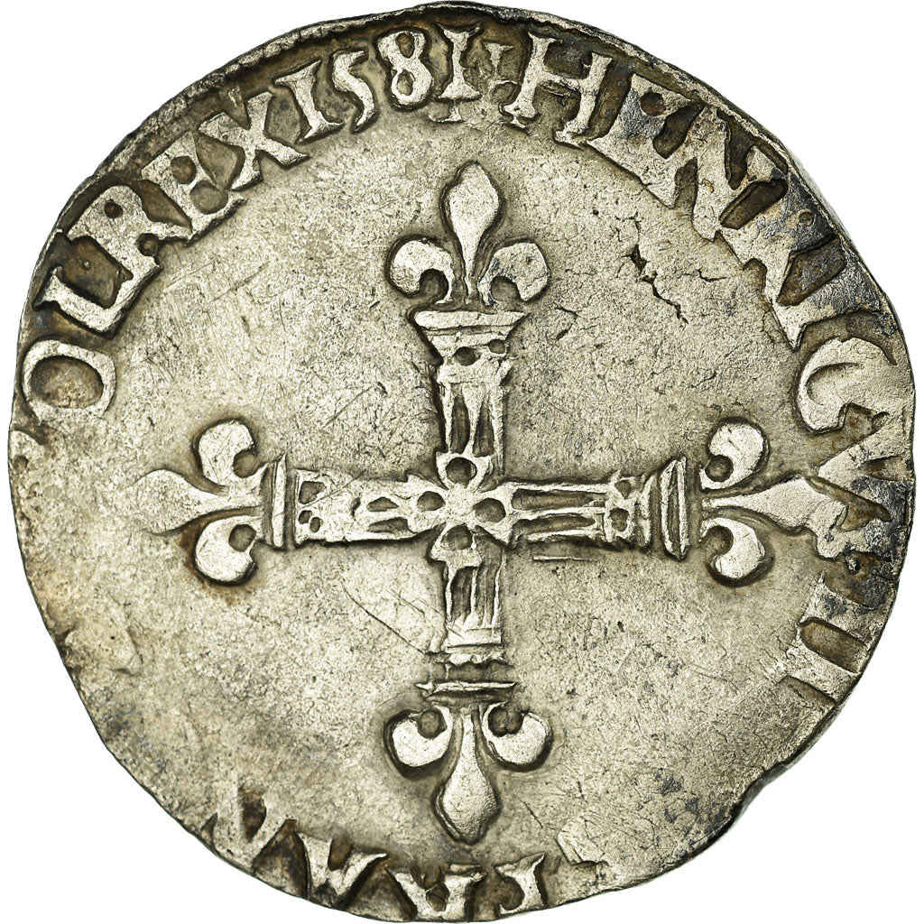 Coin, France, Henri III, 1/4 Ecu, 1581, Rennes, VF(30-35), Silver, Sombart:4662
