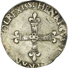 Coin, France, Henri III, 1/4 Ecu, 1581, Rennes, VF(30-35), Silver, Sombart:4662