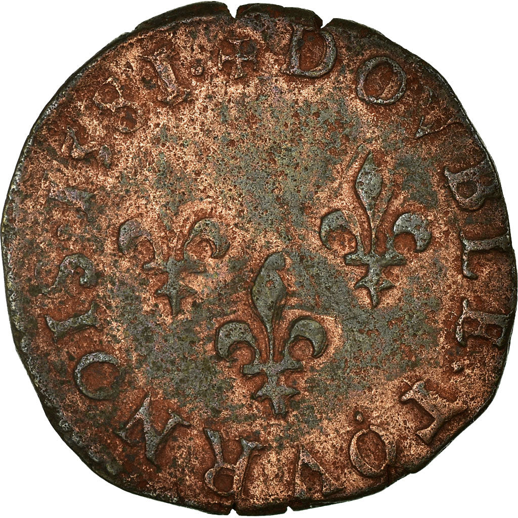 Monnaie, France, Henri III, Double Tournois, 1581, Poitiers, TB+, Cuivre