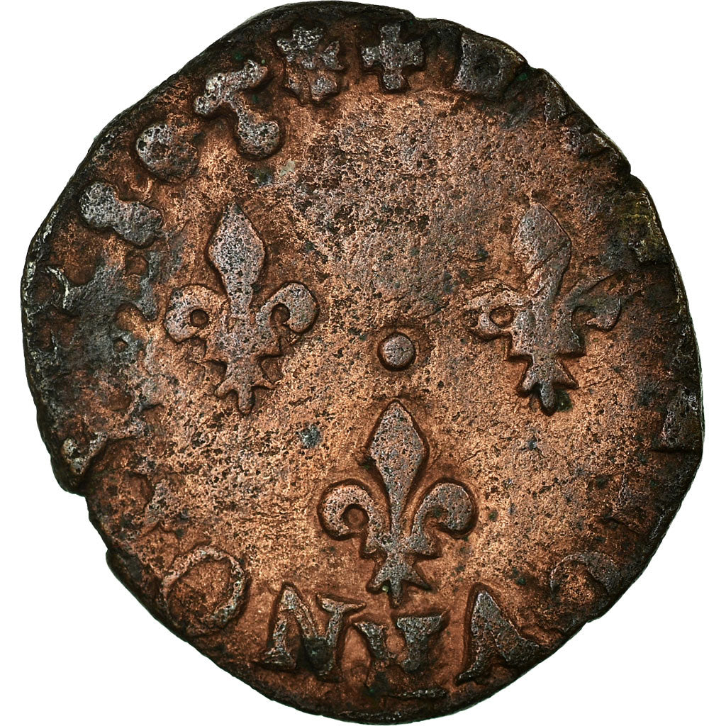 Coin, France, Henri III, Double Tournois, 1580, Bayonne, VF(30-35), Copper