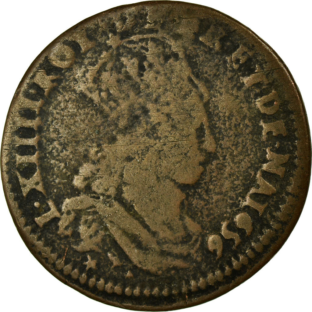 Coin, France, Louis XIV, Liard de France au buste juvénile, 1656, Rouen
