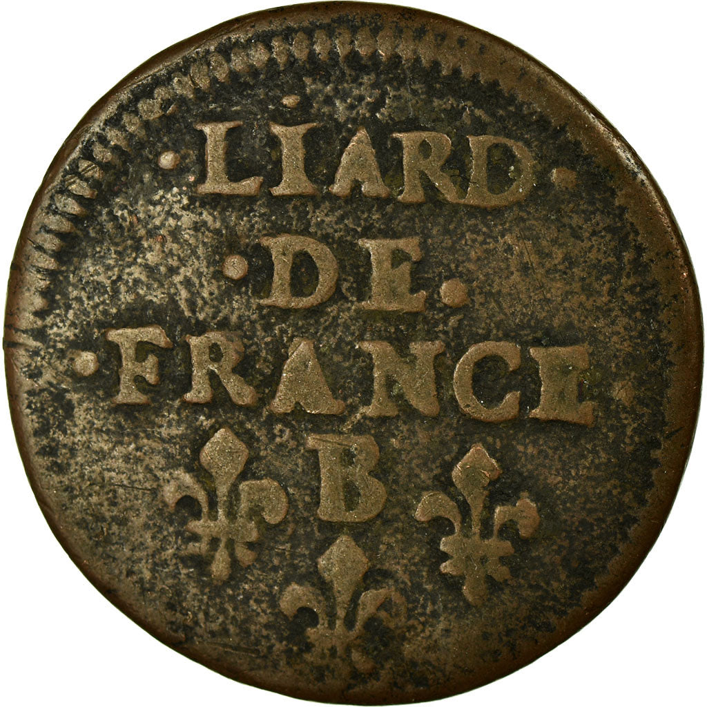 Coin, France, Louis XIV, Liard de France au buste juvénile, 1656, Rouen