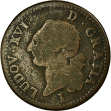 Moneta, Francia, Louis XVI, Sol ou sou, Sol, 1784, Nantes, B+, Rame, KM:578.15