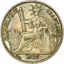Moneda, INDOCHINA FRANCESA, 50 Cents, 1936, Paris, MBC+, Plata, KM:4a.2