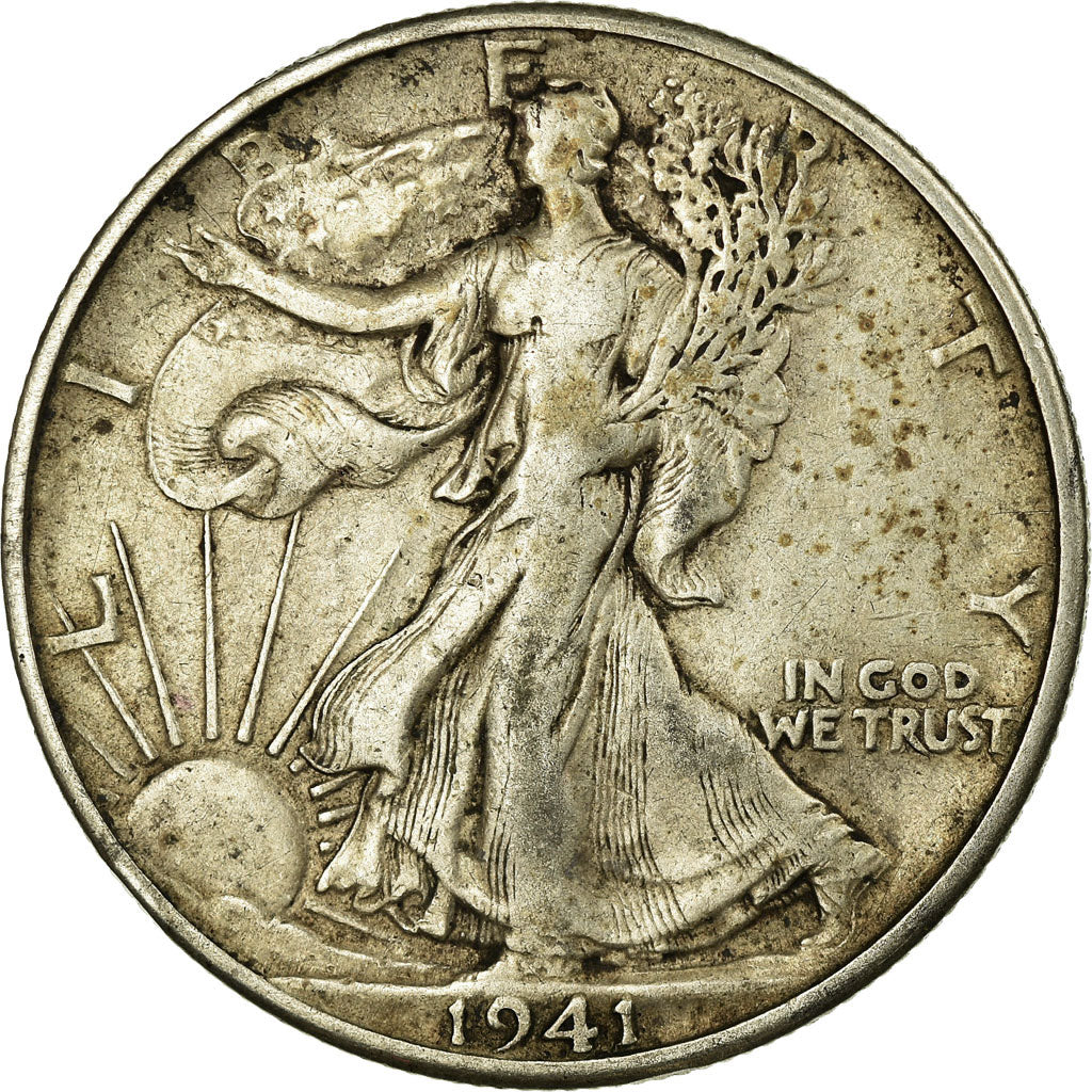 Coin, United States, Walking Liberty Half Dollar, Half Dollar, 1941, U.S. Mint