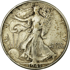 Coin, United States, Walking Liberty Half Dollar, Half Dollar, 1941, U.S. Mint