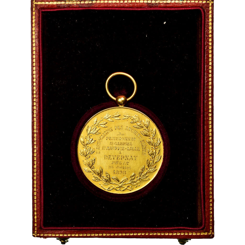 Frankreich, Medaille, Association des Anciens Elèves, Lille, 1898, VZ+, Gold