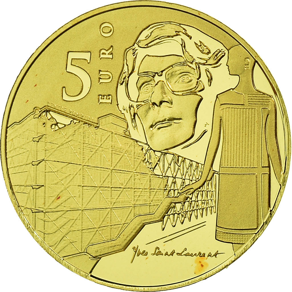 Frankrijk, Parijse munten, 5 Euro, Yves Saint Laurent, 2016, FDC, Goud