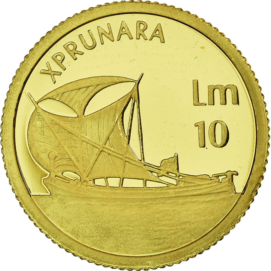 Coin, Malta, 10 Liri, 2002, British Royal Mint, MS(65-70), Gold, KM:119