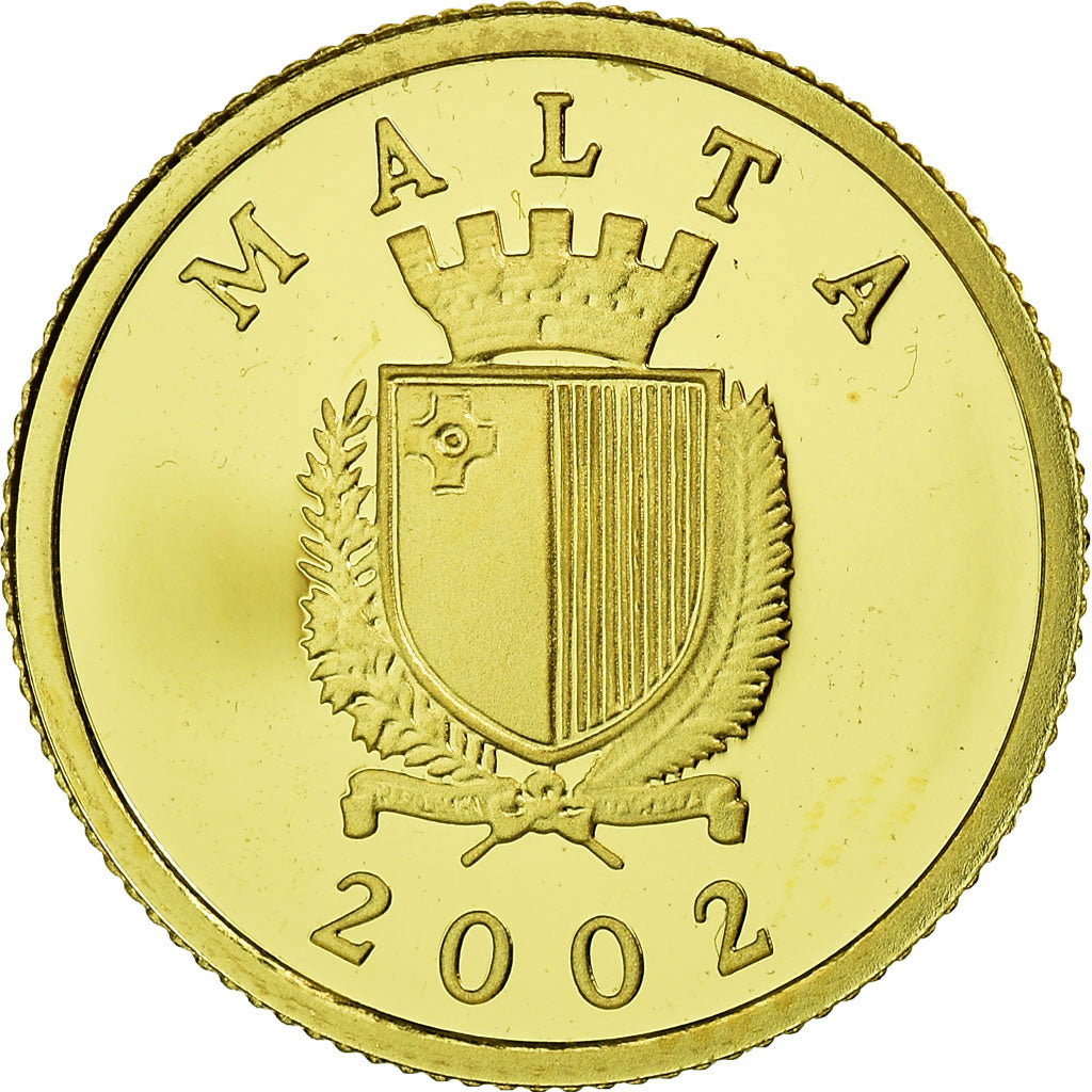 Coin, Malta, 10 Liri, 2002, British Royal Mint, MS(65-70), Gold, KM:119