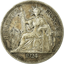 Münze, FRENCH INDO-CHINA, Piastre, 1924, Paris, SS, Silber, KM:5a.1