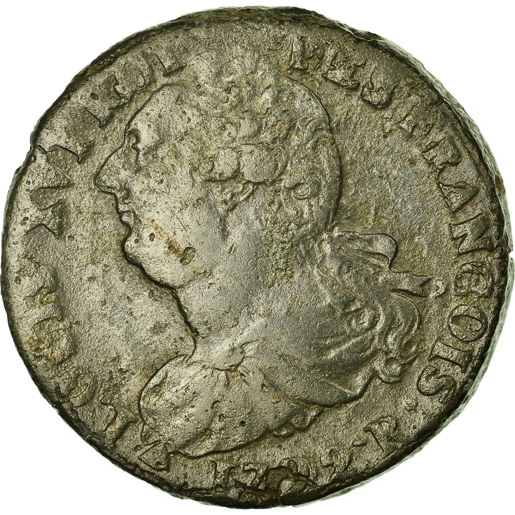 Moneta, Francja, Louis XVI, 2 Sols, 1792, Orléans, VF(30-35), Bronze