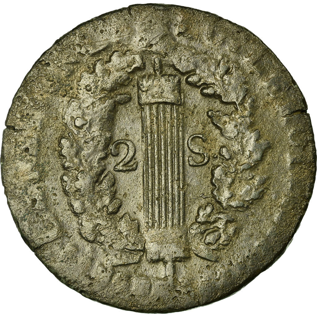 Moneta, Francja, Louis XVI, 2 Sols, 1792, Orléans, VF(30-35), Bronze