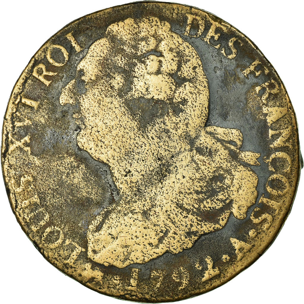 Munten, Frankrijk, Louis XVI, 2 sols françois, 2 Sols, 1792, Paris, FR, Bronze