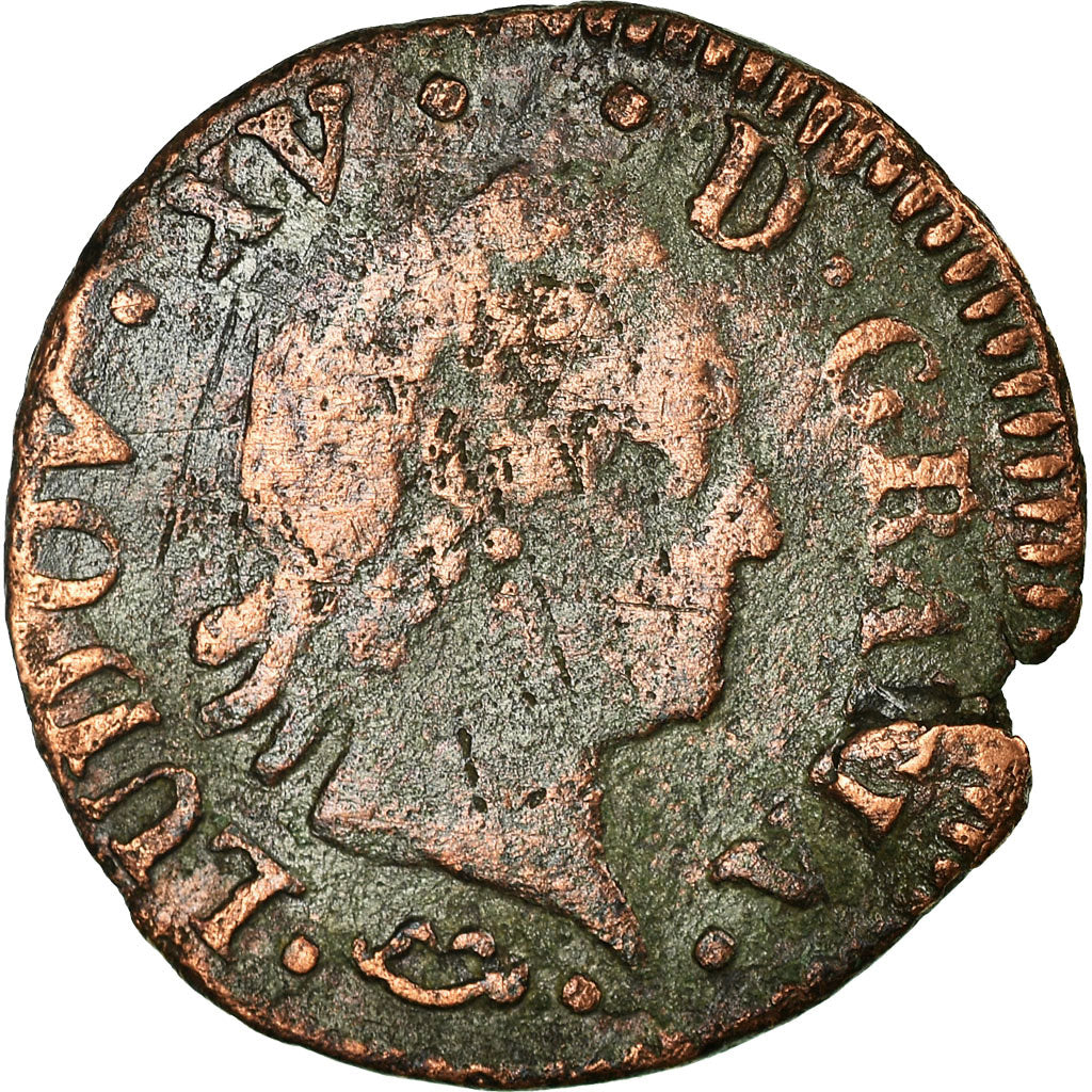 Coin, France, Louis XV, Liard à la vieille tête, Liard, 1770, Montpellier