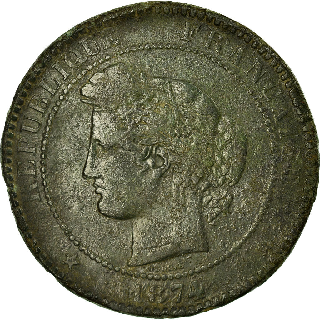 Munten, Frankrijk, Cérès, 10 Centimes, 1874, Bordeaux, FR, Bronze, KM:815.2
