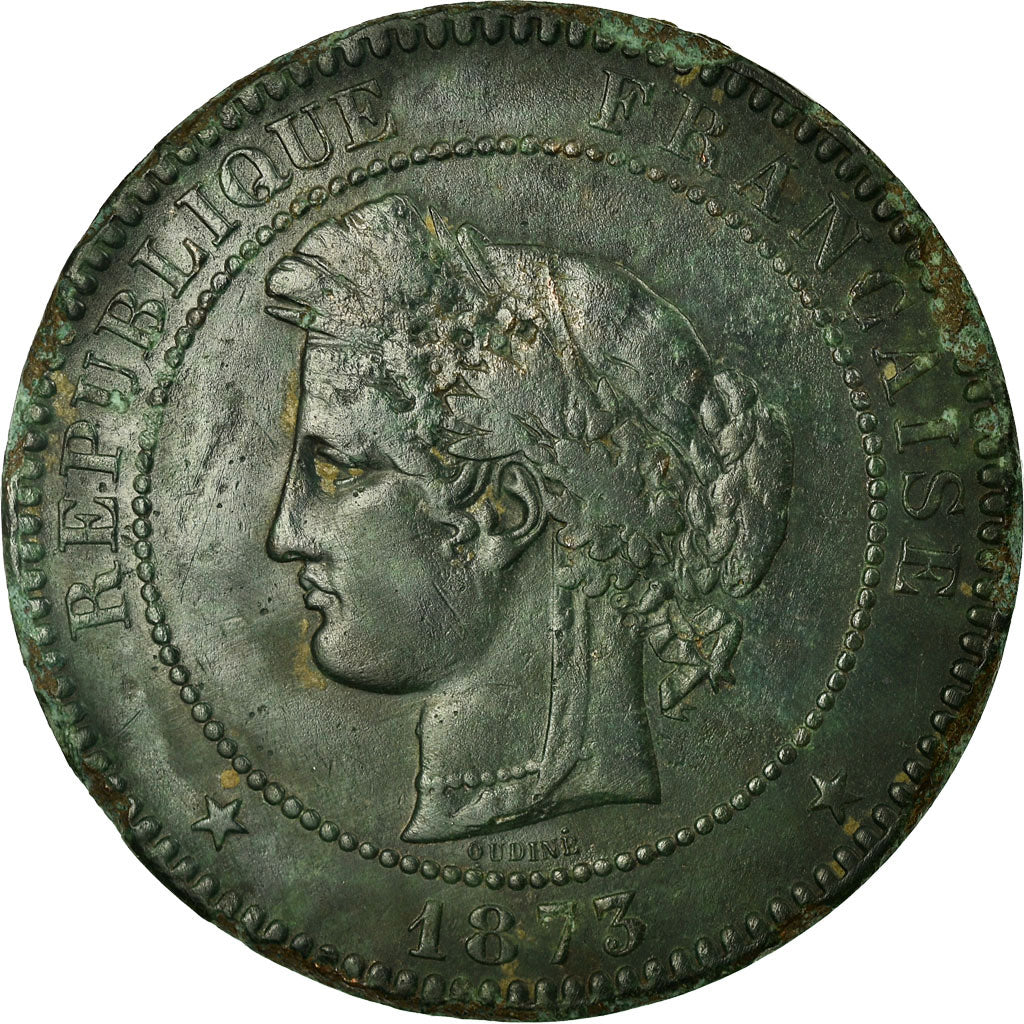 Moeda, França, Cérès, 10 Centimes, 1873, Paris, VF(30-35), Bronze, KM:815.1