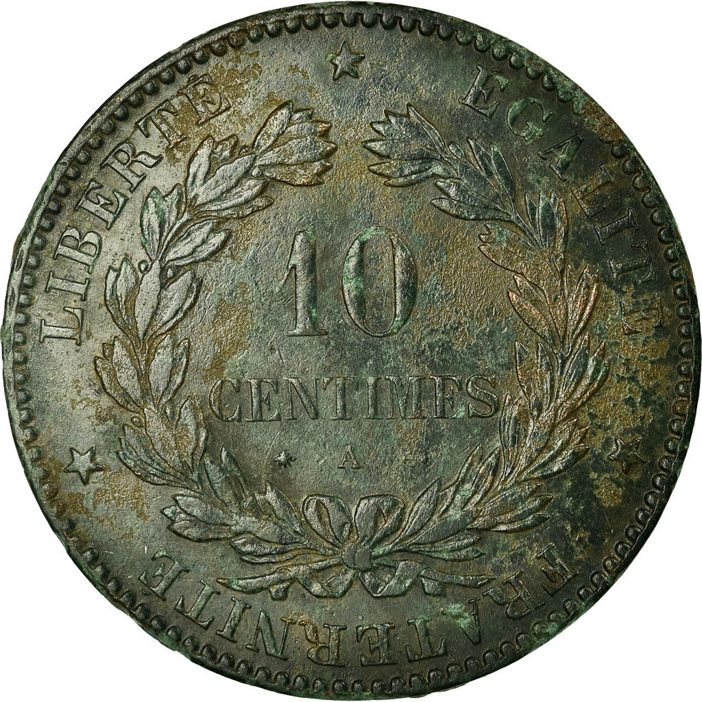 Moeda, França, Cérès, 10 Centimes, 1873, Paris, VF(30-35), Bronze, KM:815.1