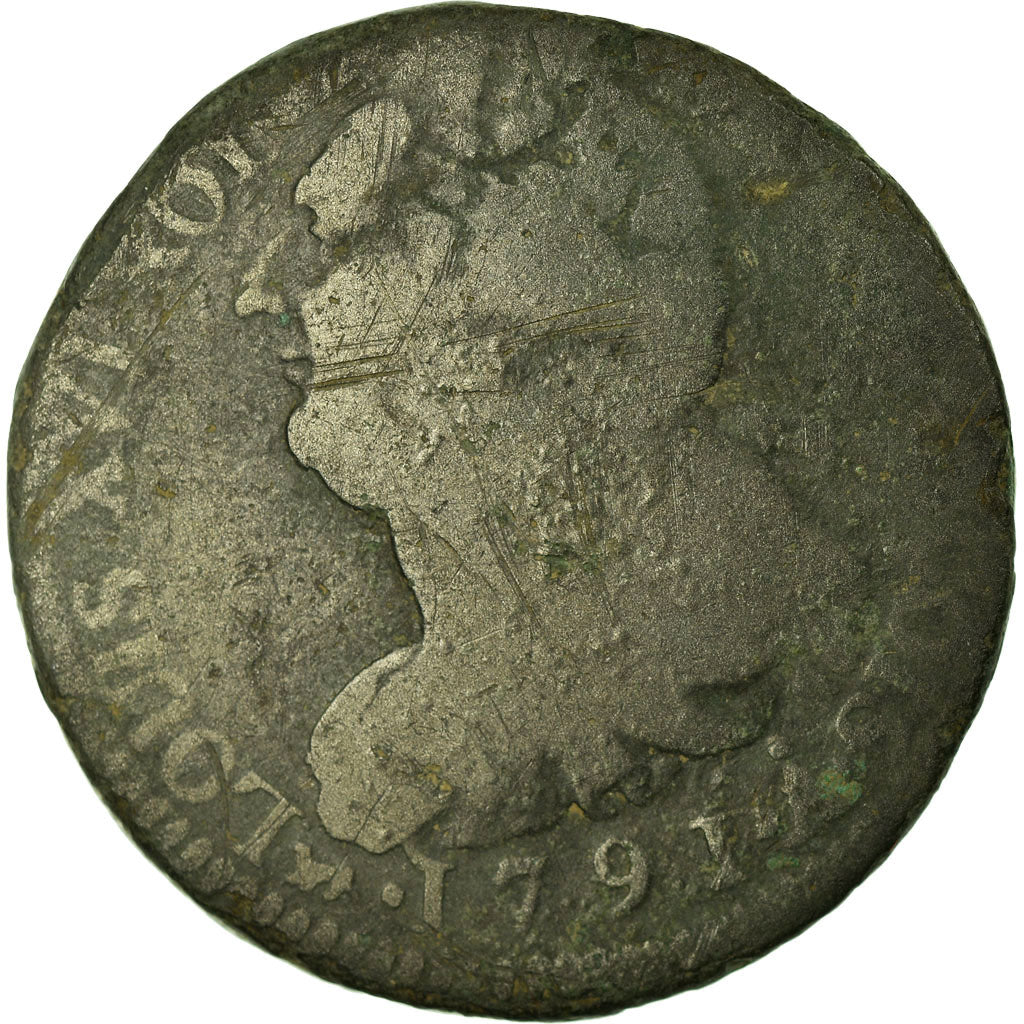 Monnaie, France, Louis XVI, 2 sols françois, 2 Sols, 1791, Paris, B+, Bronze