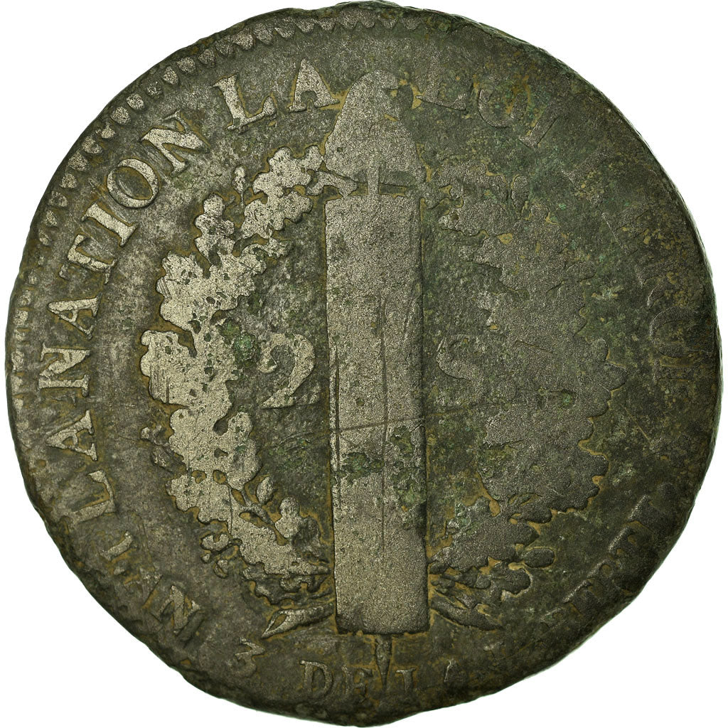 Monnaie, France, Louis XVI, 2 sols françois, 2 Sols, 1791, Paris, B+, Bronze