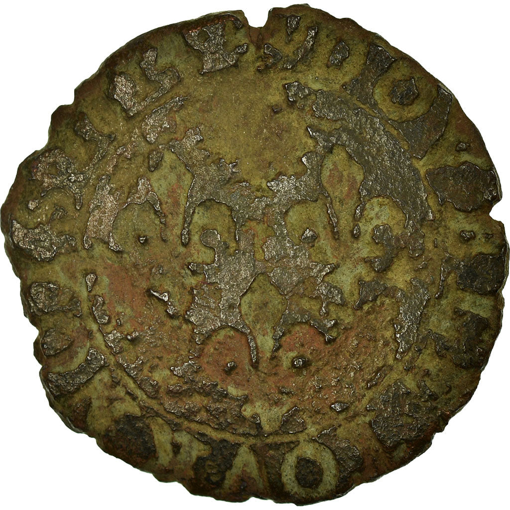 Moeda, França, Louis XIII, Double Tournois, 1614, Paris, F(12-15), Cobre
