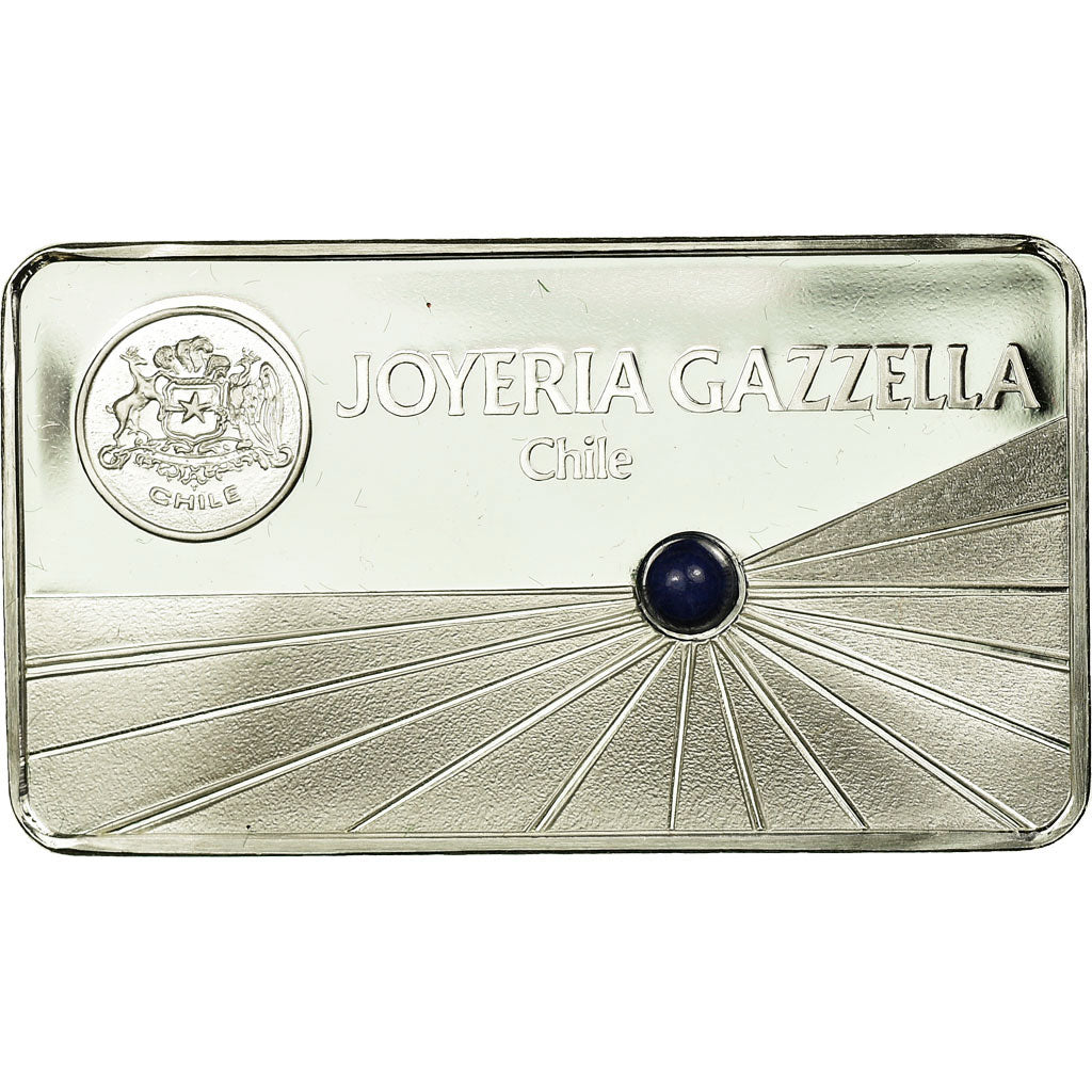Chile, Medal, Lingotin, Joyeria Gazella, Lapis Lazuli, MS(65-70), Silver