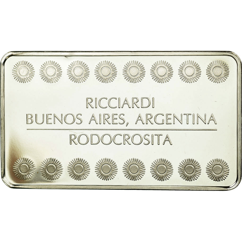 Argentina, Medal, Lingotin, Ricciardi, Rodocrosita, Buenos Aires, MS(64), Silver