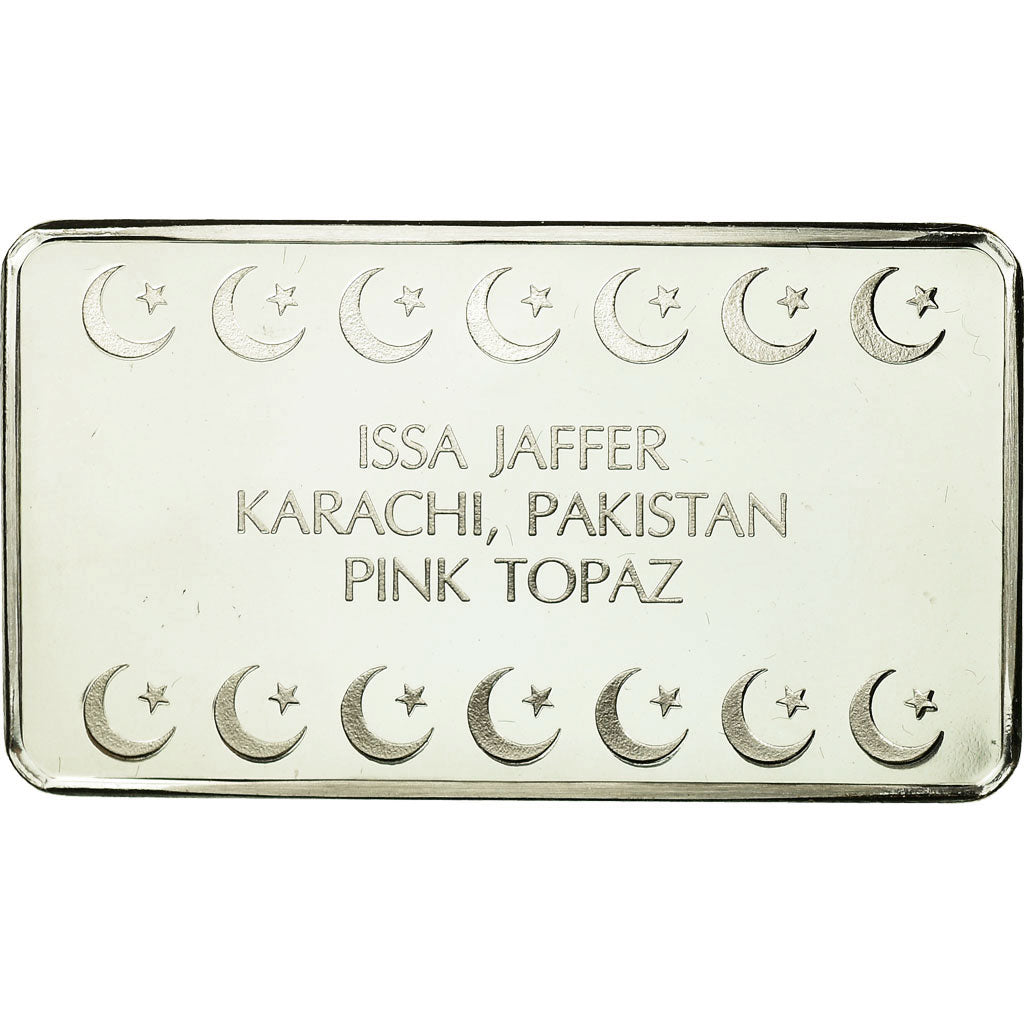 Pakistan, Medal, Lingotin, Issa Jaffer, Pink Topaz, Karachi, MS(65-70), Silver
