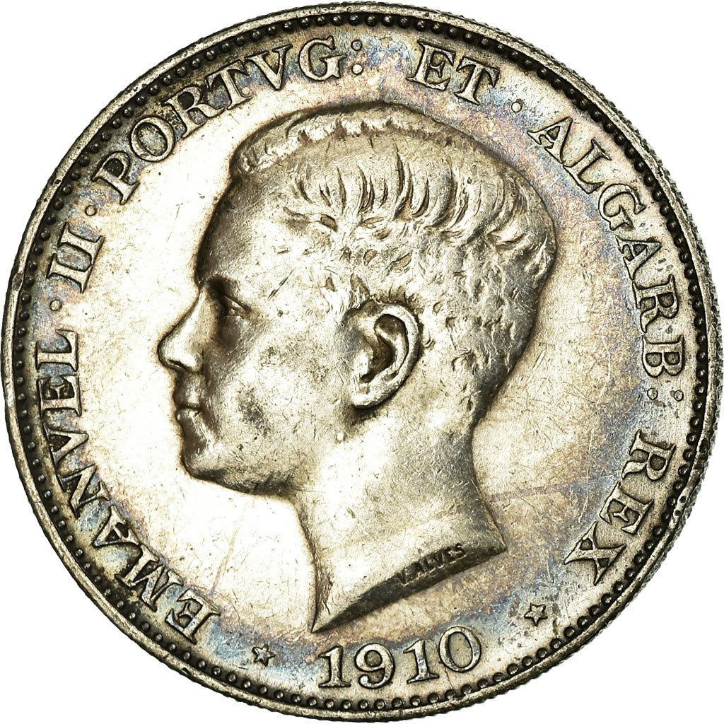 Moeda, Portugal, Manuel II, 500 Reis, 1910, AU(50-53), Prata, KM:557
