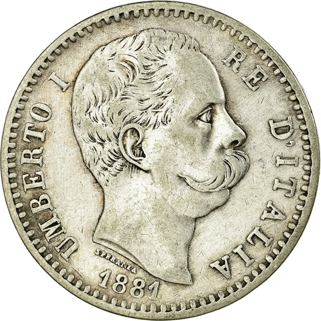 Moneta, Italia, Umberto I, 2 Lire, 1881, Rome, MB+, Argento, KM:23