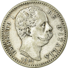 Moneta, Italia, Umberto I, 2 Lire, 1881, Rome, MB+, Argento, KM:23