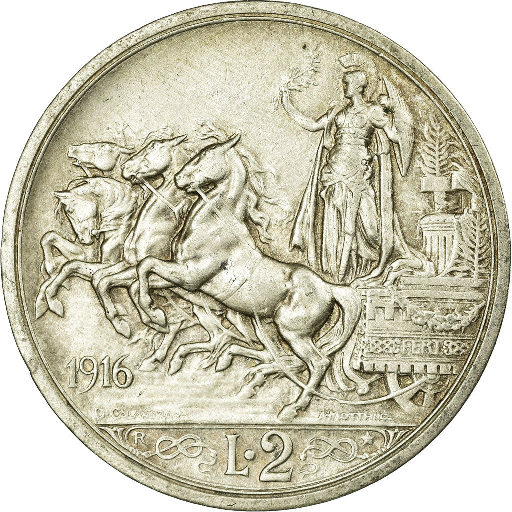 Coin, Italy, Vittorio Emanuele III, 2 Lire, 1916, Rome, AU(55-58), Silver, KM:55