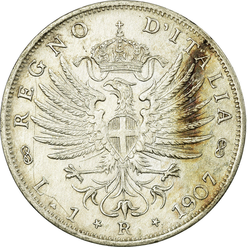 Moneta, Italia, Vittorio Emanuele III, Lira, 1907, Rome, SPL, Argento, KM:32
